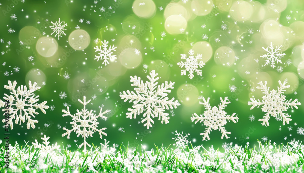 A winter-themed graphic featuring snowflakes against a blurred green background, evoking a festive and seasonal atmosphere. A winter-themed graphic featuring snowflakes against a blurred green background, evoking a festive and seasonal atmosphere.