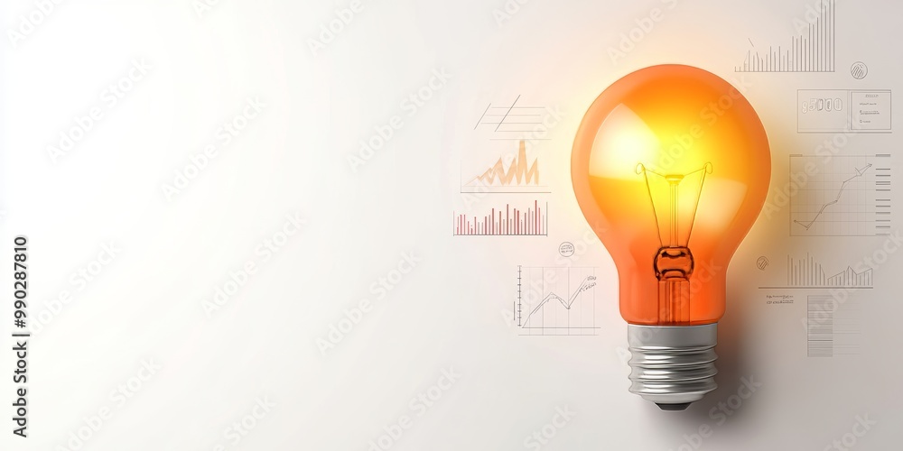 Lightbulb With Business Icons And Graphs Lightbulb With Business Icons And Graphs