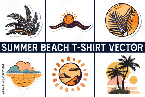 Summer beach t shirt vector, Summer slogan with beach illustration, Summer, Aloha surf typography for t-shirt print , beach vector print
