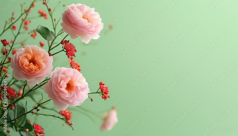a postcard with beautiful soft pink flowers on a light delicate background with a place to write the text a postcard with beautiful soft pink flowers on a light delicate background with a place to write the text