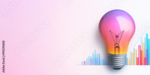 Lightbulb With Business Icons And Graphs