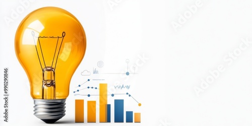Lightbulb With Business Icons And Graphs