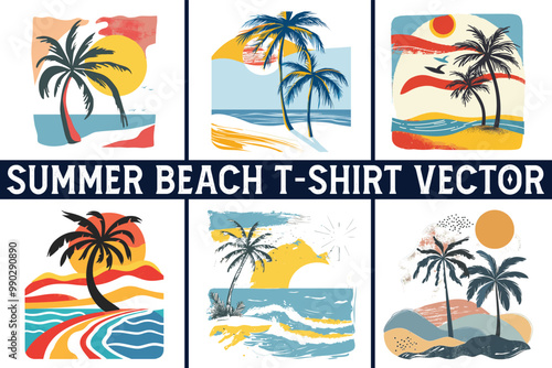 Summer beach t shirt vector, Summer slogan with beach illustration, Summer, Aloha surf typography for t-shirt print , beach vector print
