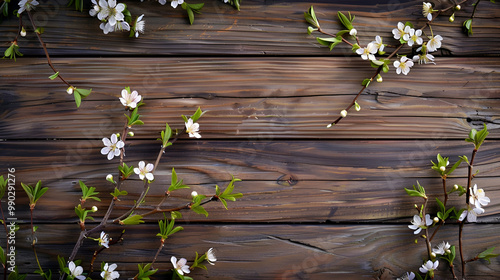 spring flowers on wooden background