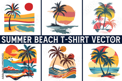 Summer beach t shirt vector, Summer slogan with beach illustration, Summer, Aloha surf typography for t-shirt print , beach vector print
