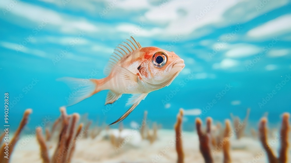 Naklejka premium Vibrant Fish Swimming in Clear Tropical Waters