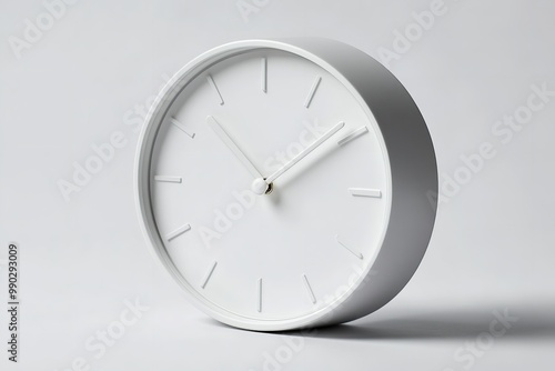 Wallpaper Mural White backdrop with an isolated modern white clock. Generative Ai Torontodigital.ca