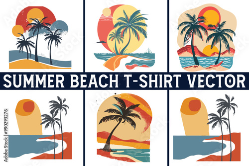 Summer beach t shirt vector, Summer slogan with beach illustration, Summer, Aloha surf typography for t-shirt print , beach vector print
