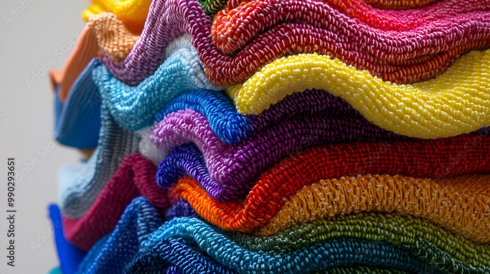 A Stack of Colorful Terry Cloth Towels A Stack of Colorful Terry Cloth Towels