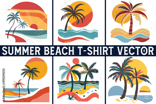 Summer beach t shirt vector, Summer slogan with beach illustration, Summer, Aloha surf typography for t-shirt print , beach vector print
