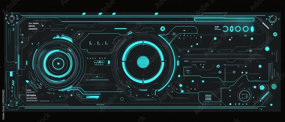 Fototapeta premium Futuristic interface with glowing buttons