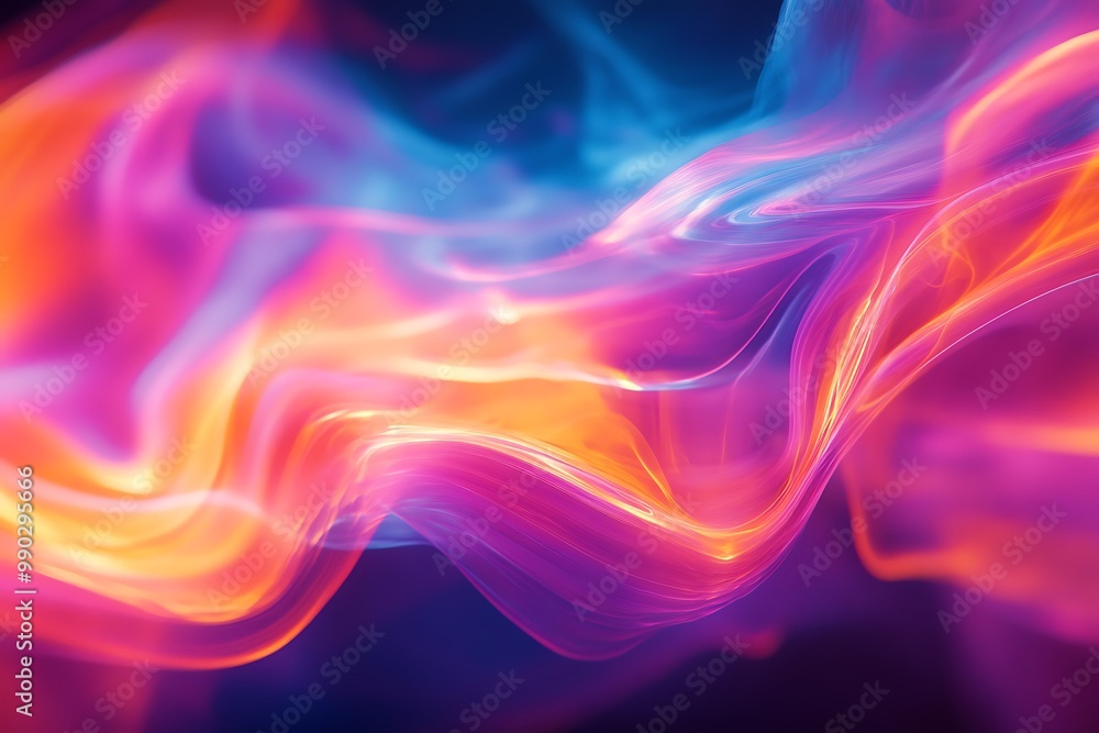 Abstract 3D Background with Swirling Neon Colors - Digital Art Abstract 3D Background with Swirling Neon Colors - Digital Art