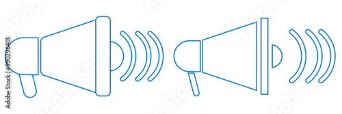 Speaker icon. Megaphone loudspeaker with voice recording or siren. Attribute for organizers and leading mass events.