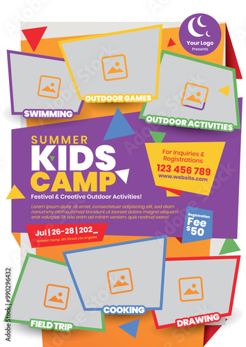 Summer camp promotional flyer for school kids