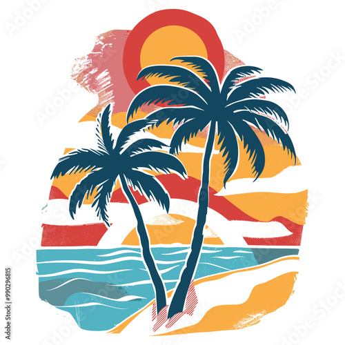 Summer beach t shirt vector, Summer slogan with beach illustration, Summer, Aloha surf typography for t-shirt print , beach vector print
