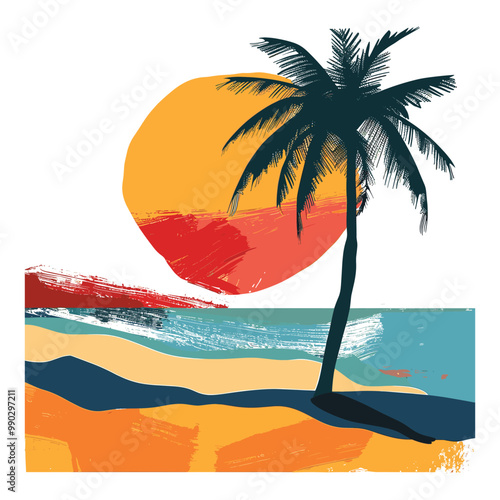 Summer beach t shirt vector, Summer slogan with beach illustration, Summer, Aloha surf typography for t-shirt print , beach vector print
