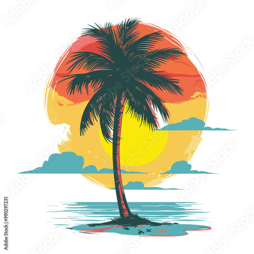 Summer beach t shirt vector, Summer slogan with beach illustration, Summer, Aloha surf typography for t-shirt print , beach vector print
