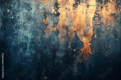 Dark Blue and Orange Abstract Background - Grunge Texture