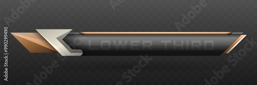 Lower Third Banner in Metallic Black, Silver and Beige Color Theme for Video Screen Broadcast Presentation Titles