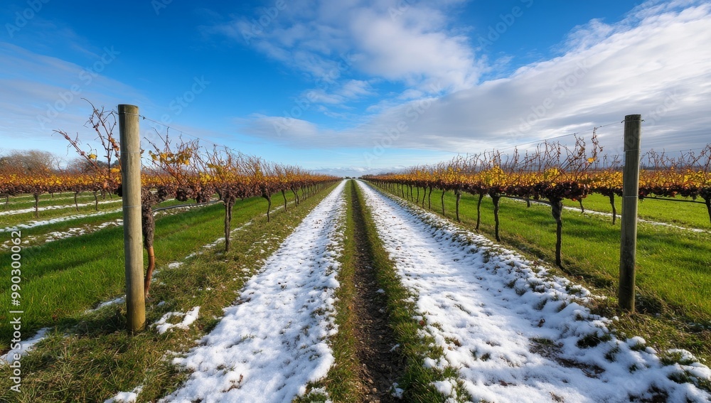 Snow-Covered Vineyard in New Zealand Snow-Covered Vineyard in New Zealand