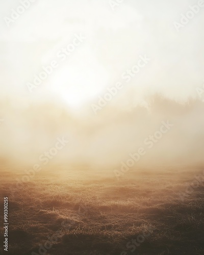 Golden Hour Foggy Field Landscape Photography