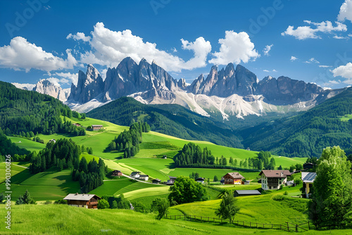 alpine landscape with houses