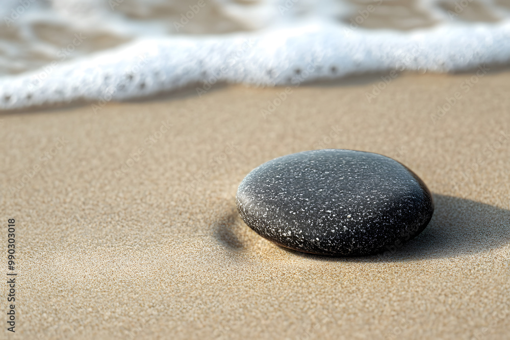 Stones scattered on a sandy beach with gentle waves lapping at the shore, capturing the essence of a tropical vacation in Thailand Stones scattered on a sandy beach with gentle waves lapping at the shore, capturing the essence of a tropical vacation in Thailand