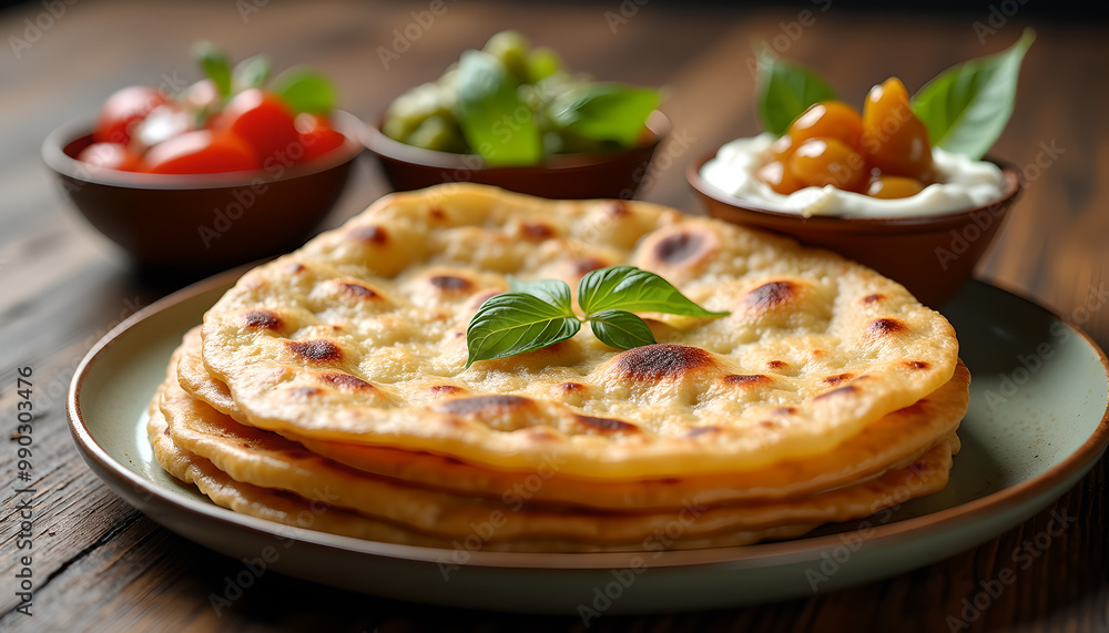 Warm Parathas with Yogurt and Pickles Warm Parathas with Yogurt and Pickles