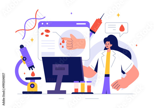 Hemophilia Vector Illustration Featuring a Doctor Examining an Injured Knee or Joint and Blood Disorders in a Healthcare Flat Style Cartoon Background