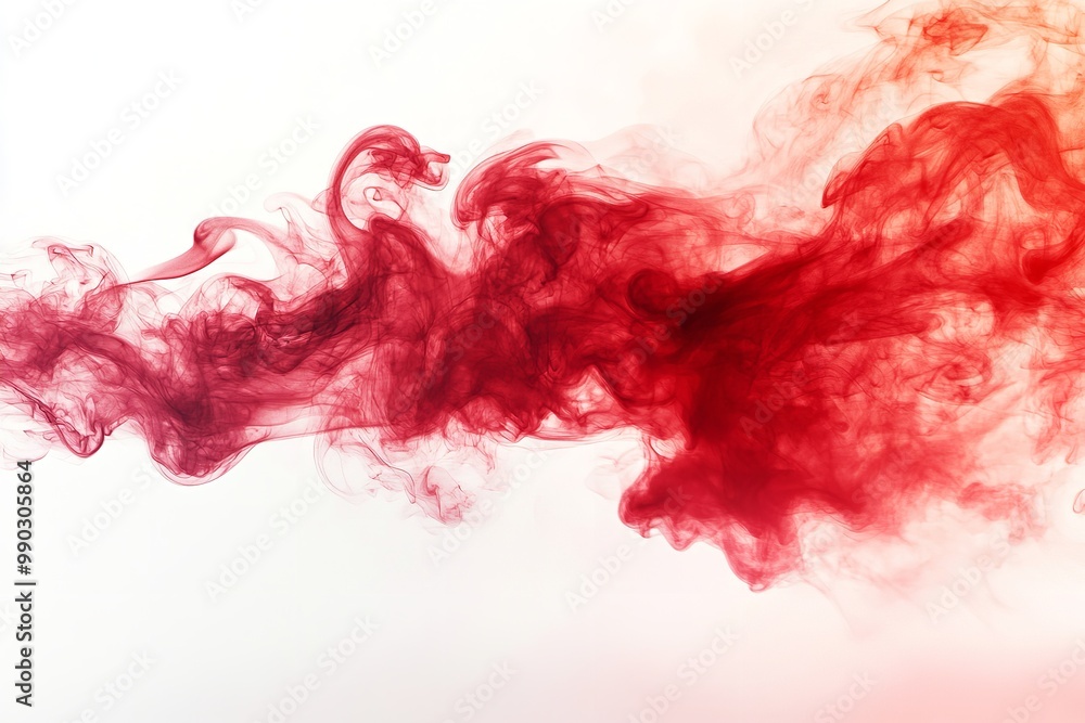 Isolating realistic red smoke on a white backdrop. Generative Ai Isolating realistic red smoke on a white backdrop. Generative Ai