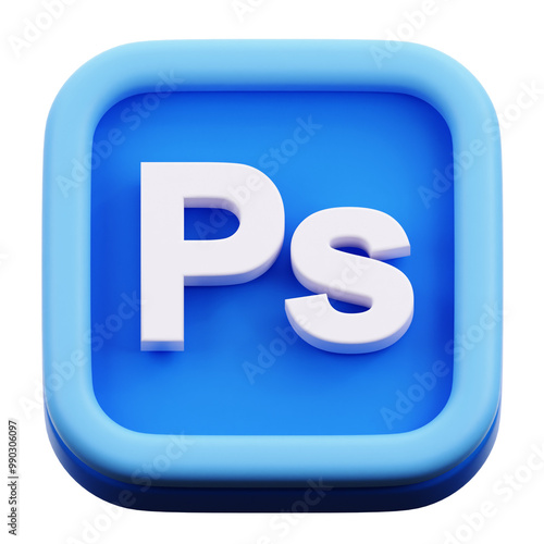 3D Adobe Photoshop Logo Icon Illustration photo