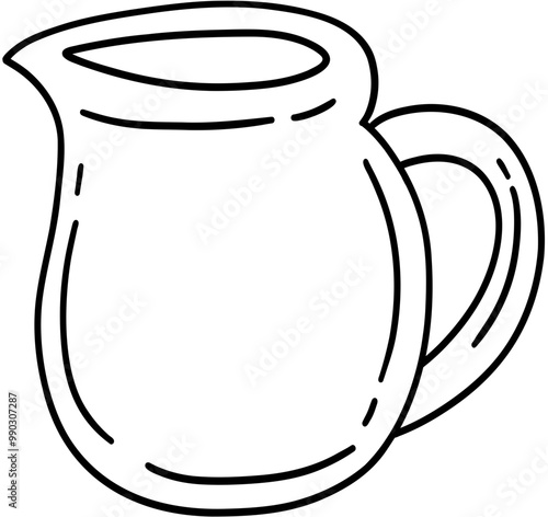 Coffee Creamer Jar Outline Line Art Illustration