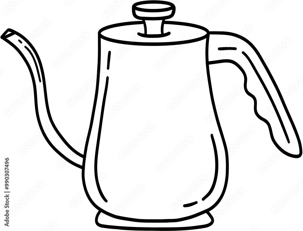 Obraz premium Pour Over Gooseneck Kettle Line Art Illustration
