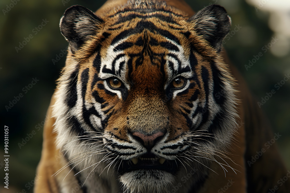 A close up of a tiger with aggressive face A close up of a tiger with aggressive face