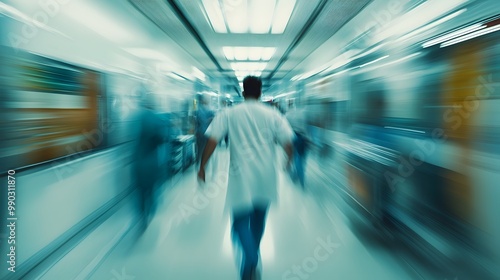 Blurred Motion of People Walking in a Hospital Corridor