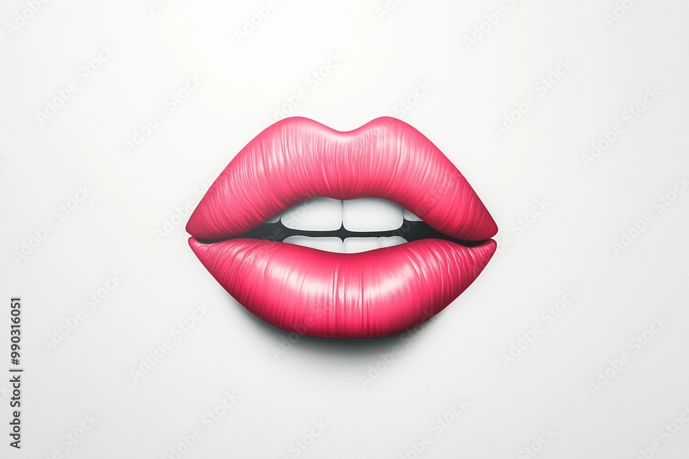 Obraz premium Custom Vinyl Decal of Bold Pink Lipstick Mouth for Graffiti Art and Cosmetic Branding