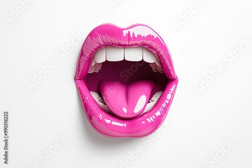 3D Shiny Pink Lipstick Mouth Vinyl Sticker for Graffiti-Style Branding