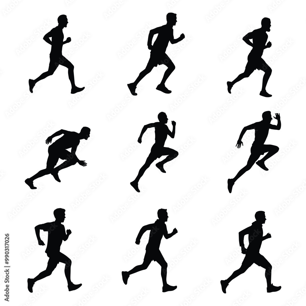 Silhouette of a person doing running exercise Silhouette of a person doing running exercise