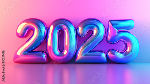 modern 3D rendering of the number "2025" in bold metallic style. The futuristic design symbolizes progress, innovation, and new beginnings, evoking themes of technology, growth, and forward-thinking