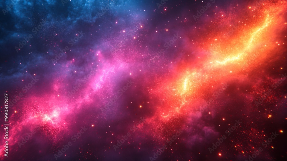 Naklejka premium Cosmic Dance of Fire and Ice: A Celestial Ballet