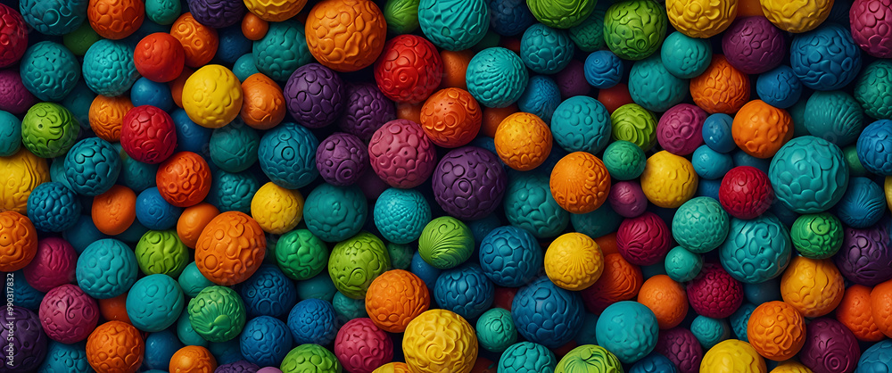 A large number of colorful round plastic beads are arranged in rows. A large number of colorful round plastic beads are arranged in rows.