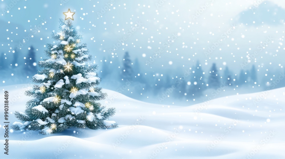 Winter christmas background with snow tree and lots of copy space Winter christmas background with snow tree and lots of copy space
