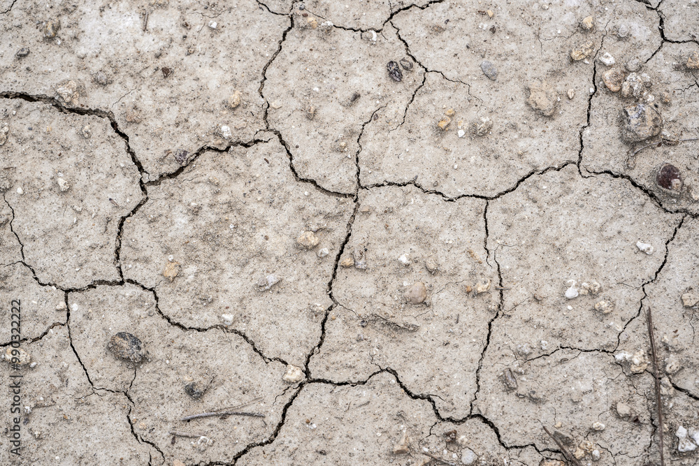 Obraz premium Top view of cracked soil due to drought caused by climate change and global warming