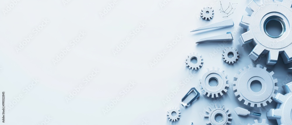 Collection of mechanical gears on a white isolated background. Collection of mechanical gears on a white isolated background.