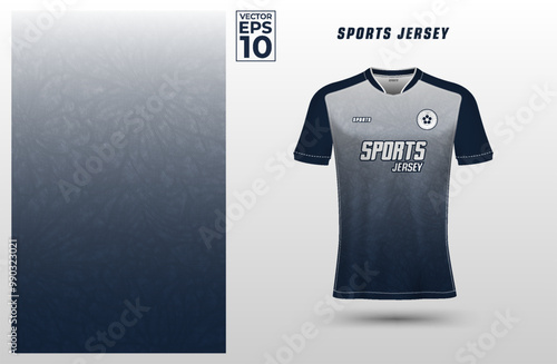 T-shirt sport jersey design template with geometric halftone background. Sport uniform in front view. Shirt mock up for sport club. Vector Illustration