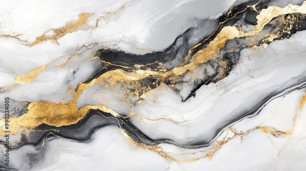 Abstract Swirls with White, Black & Gold - Elegant Modern Artwork Abstract Swirls with White, Black & Gold - Elegant Modern Artwork