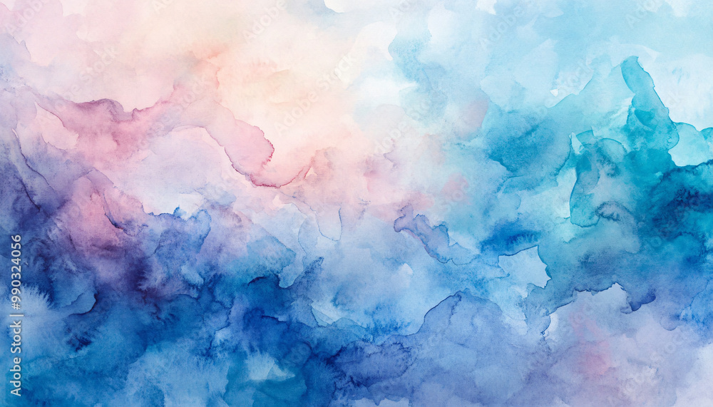 Soft, hand-painted watercolor strokes in calming blues, pinks, and purples, blending seamlessly into one another Soft, hand-painted watercolor strokes in calming blues, pinks, and purples, blending seamlessly into one another