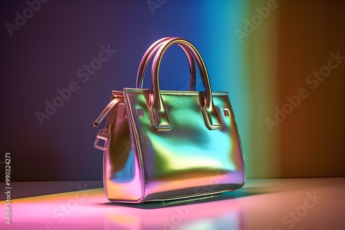 Fashionable women's handbag on a colored background. 3d rendering.