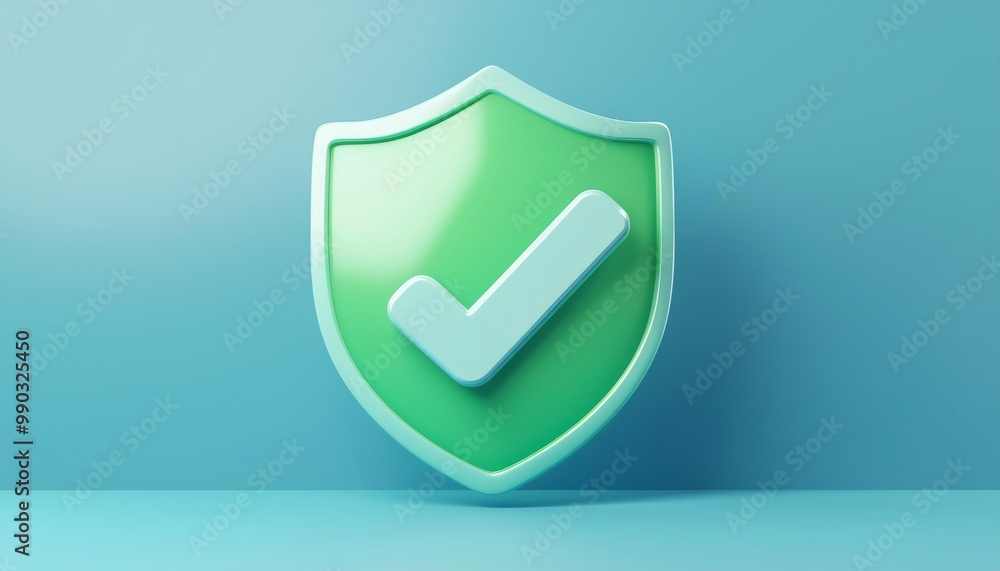 A glossy green shield with a checkmark symbolizing protection and security amidst a glowing green backdrop. A glossy green shield with a checkmark symbolizing protection and security amidst a glowing green backdrop.
