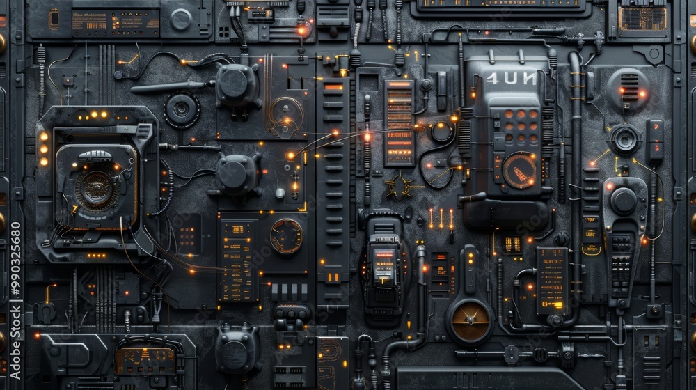 Captivating photorealistic seamless sci fi texture with digital patterns and cybernetic motifs Captivating photorealistic seamless sci fi texture with digital patterns and cybernetic motifs